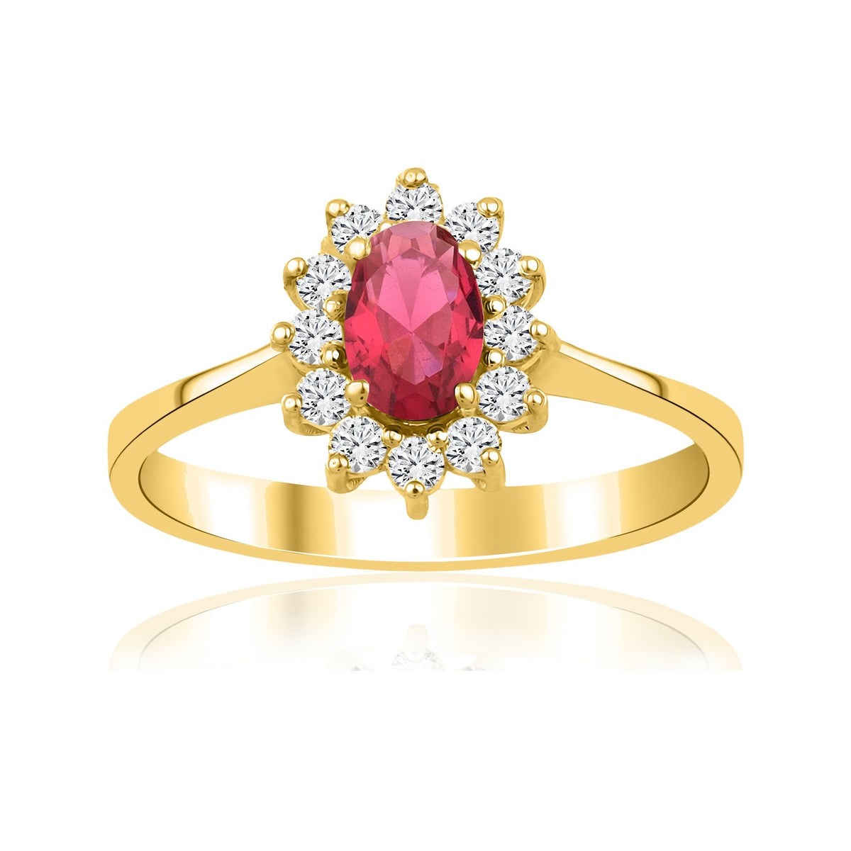 1.04 Carat Oval Ruby Diamond Ring · Yellow Gold
