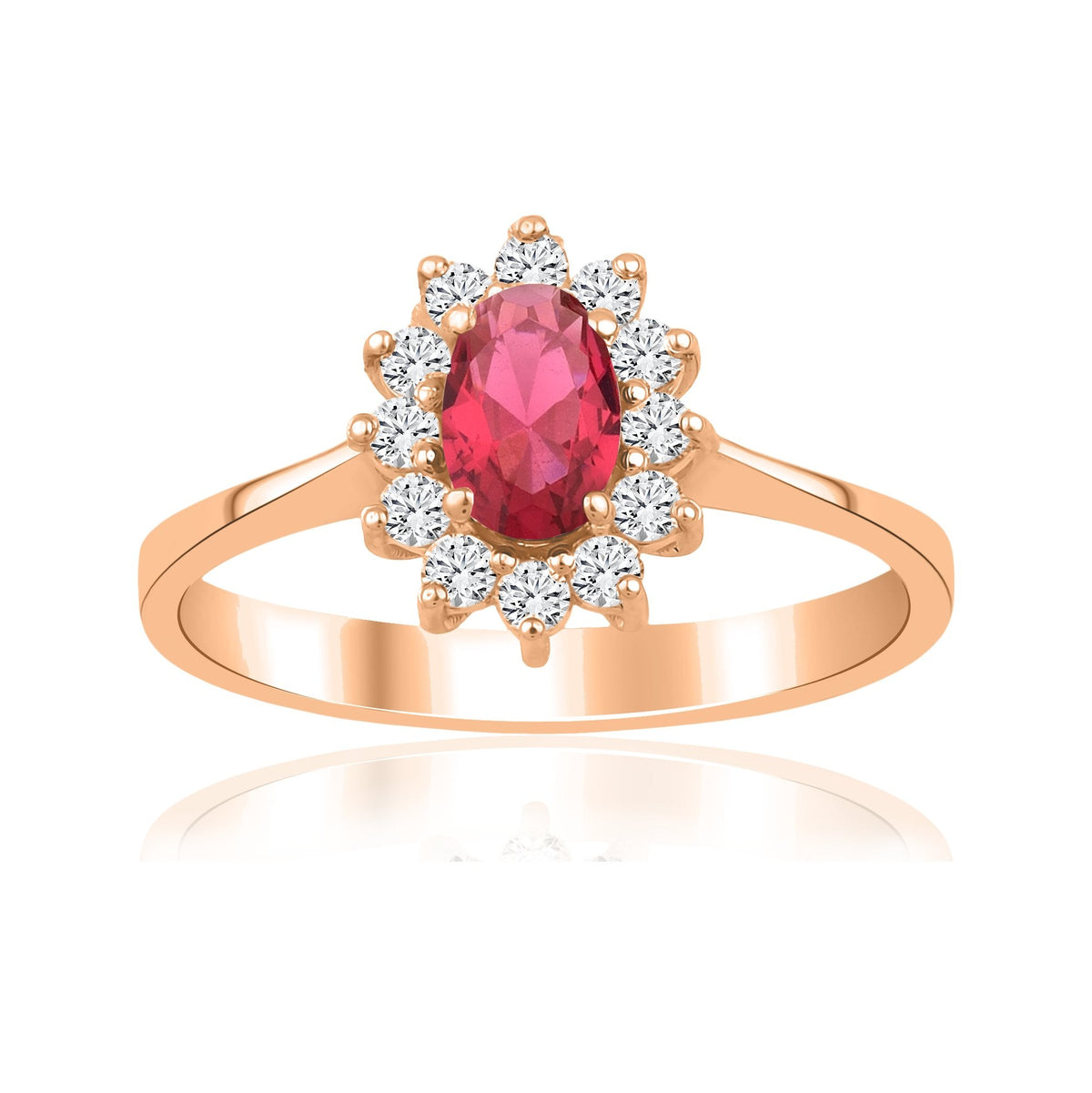 1.04 Carat Oval Ruby Diamond Ring · Rose Gold