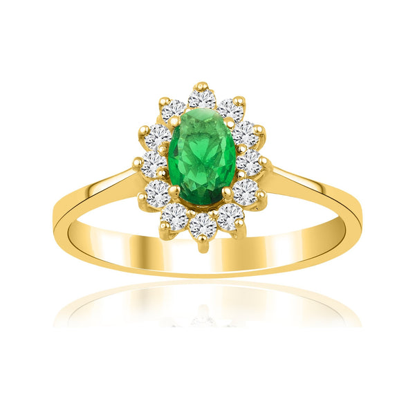 1.04 Carat Oval Emerald Diamond Ring · Yellow Gold