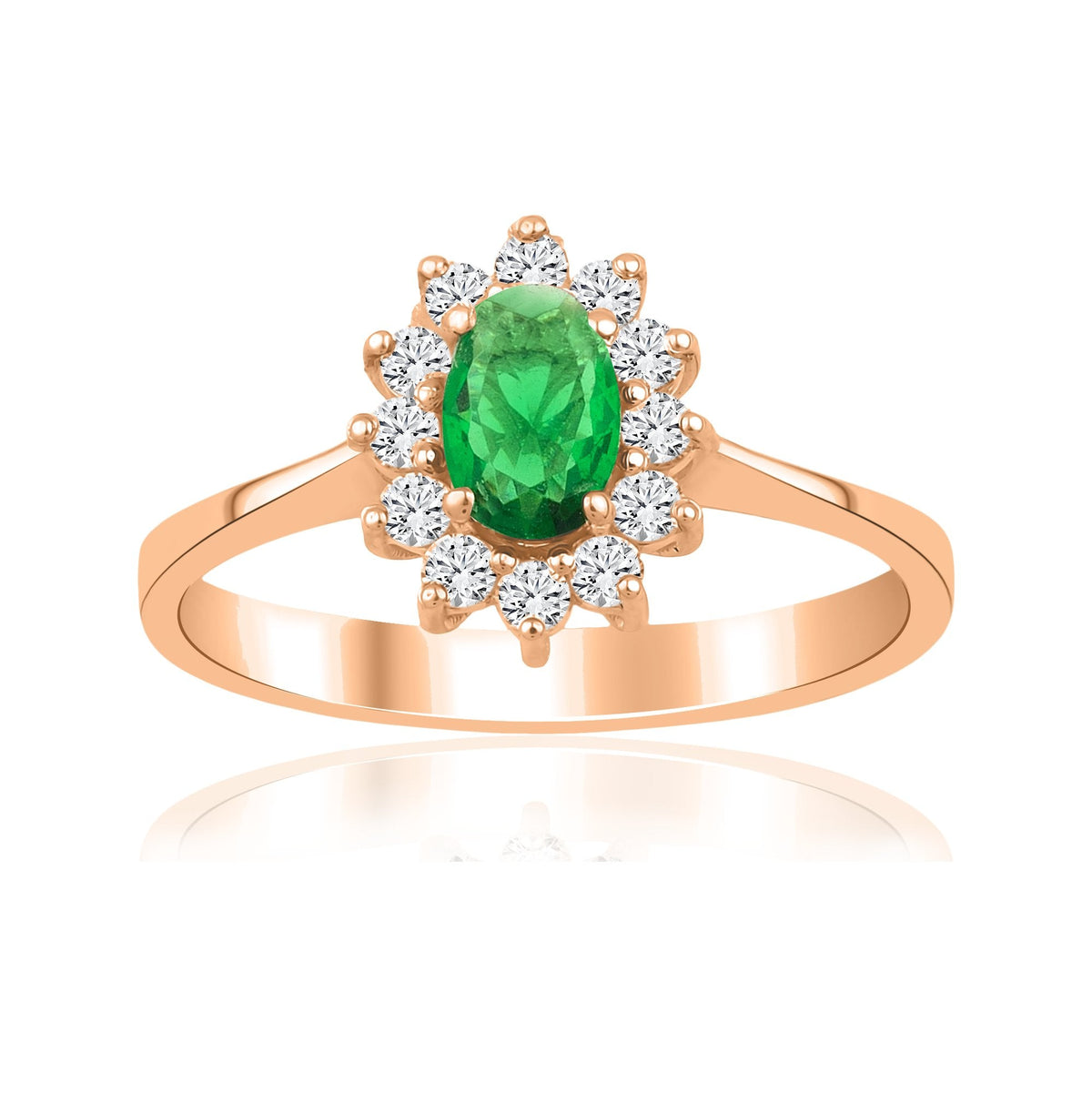 1.04 Carat Oval Emerald Diamond Ring · Rose Gold