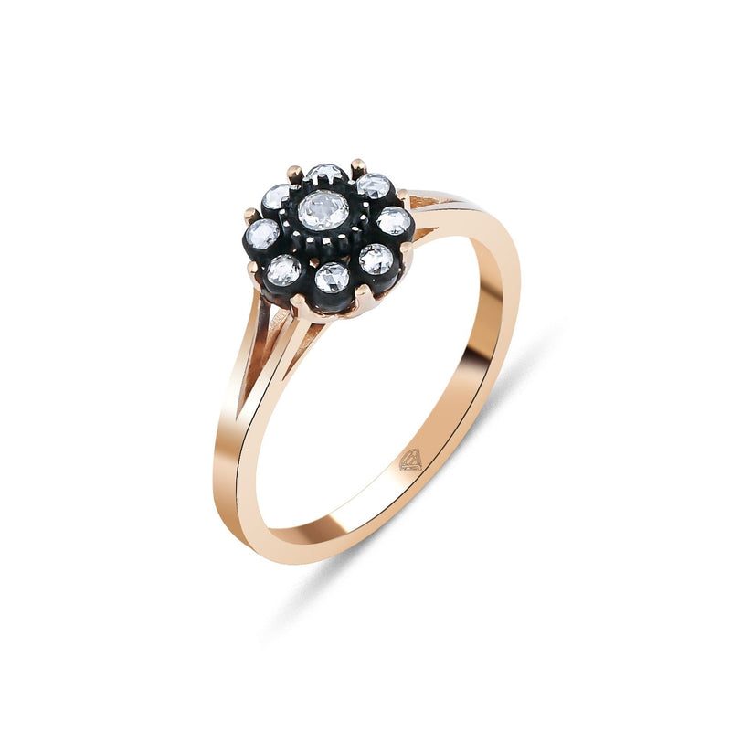 Rose-Cut Diamond Rosette Ring · Rose Gold