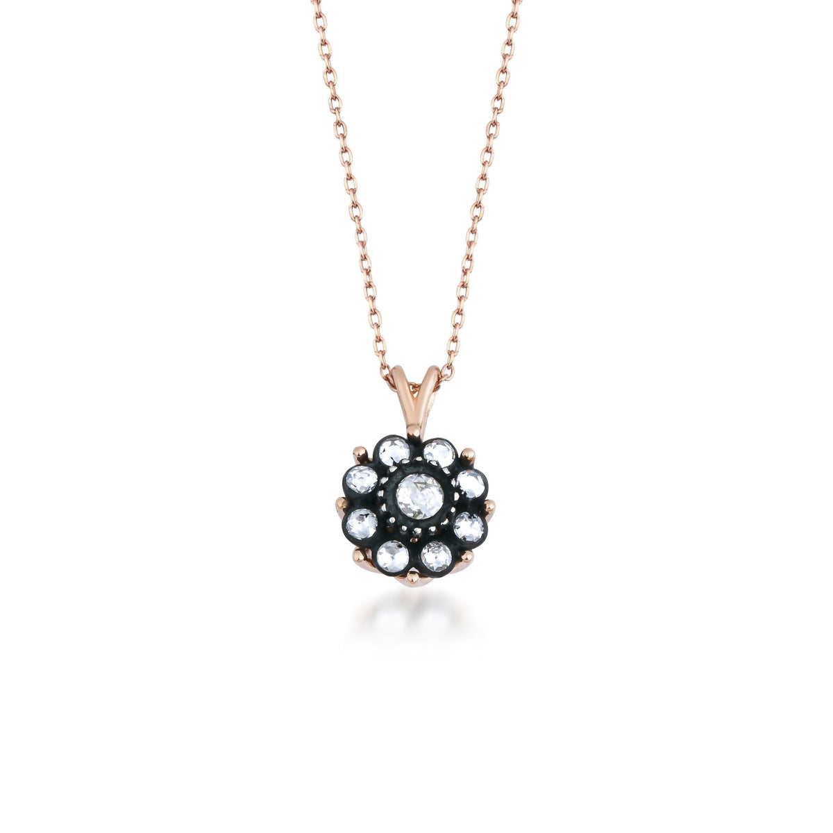 Rose-Cut Diamond Rosette Necklace · Rose Gold