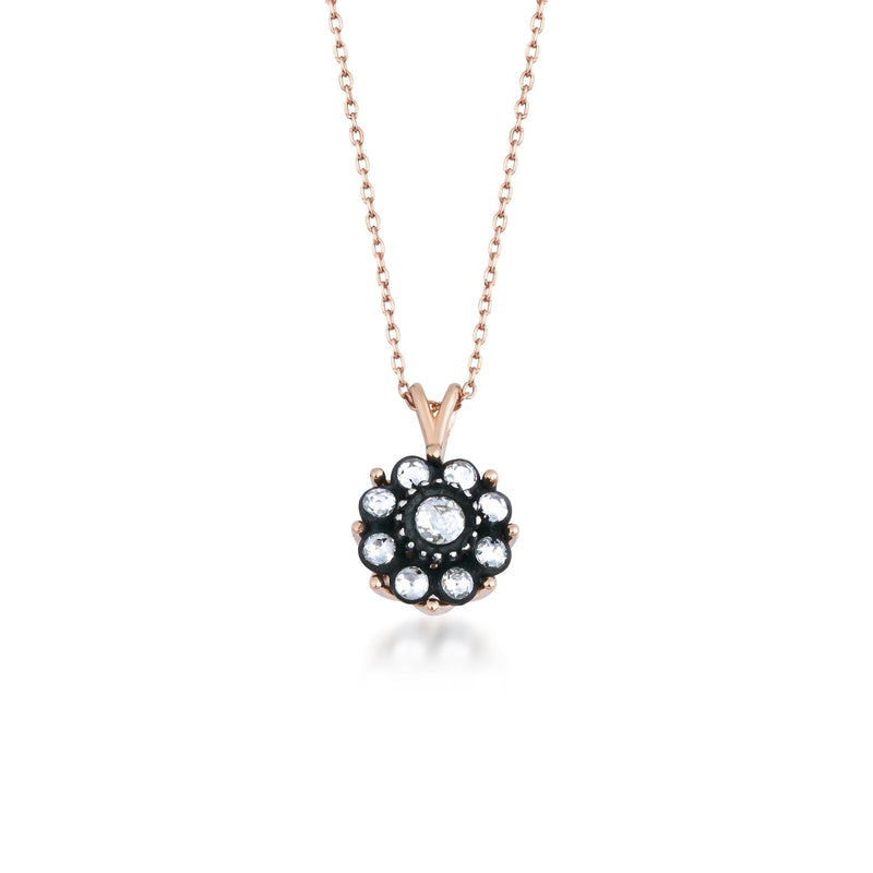 Rose-Cut Diamond Rosette Necklace