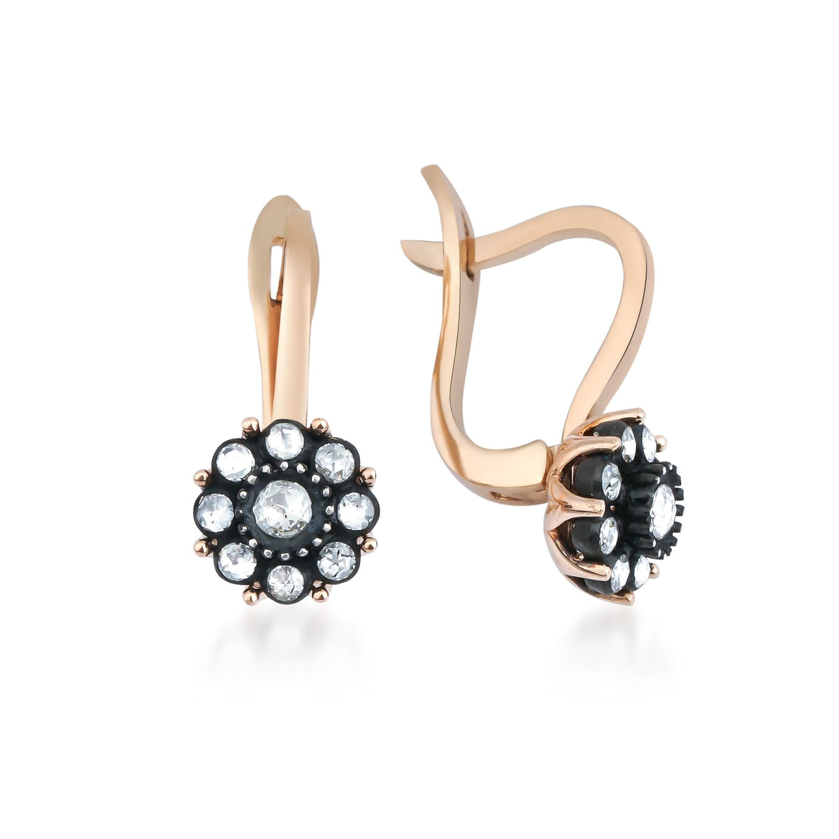 Rose-Cut Diamond Rosette Earrings · Rose Gold