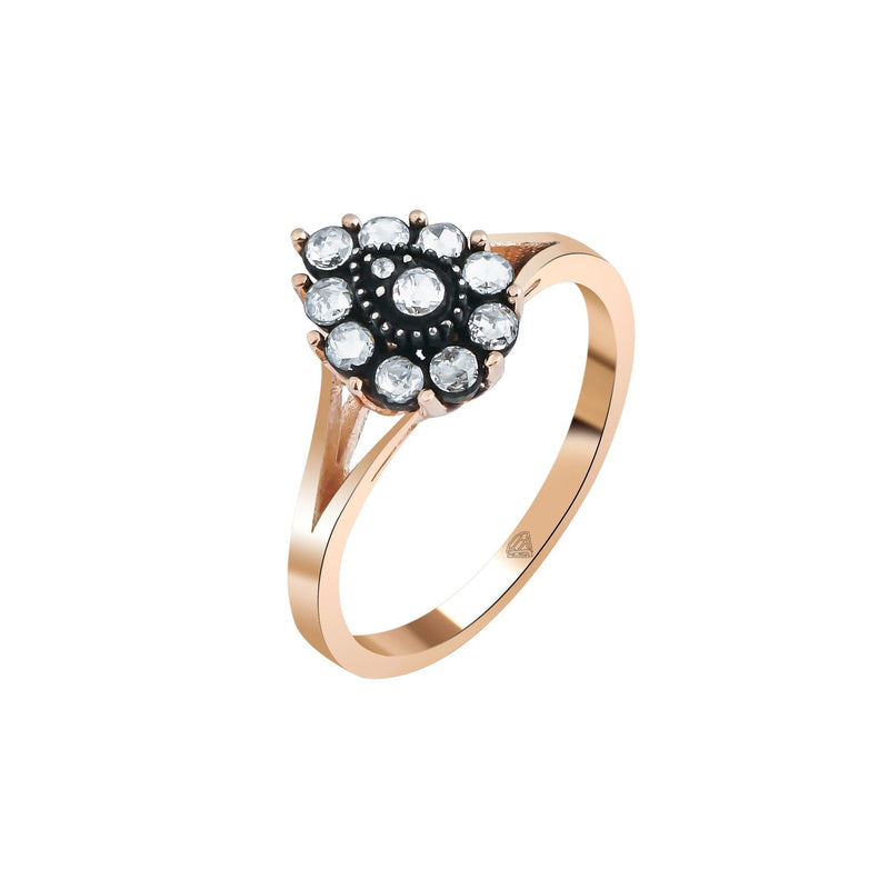 Rose-Cut Diamond Pear Cluster Ring · Rose Gold