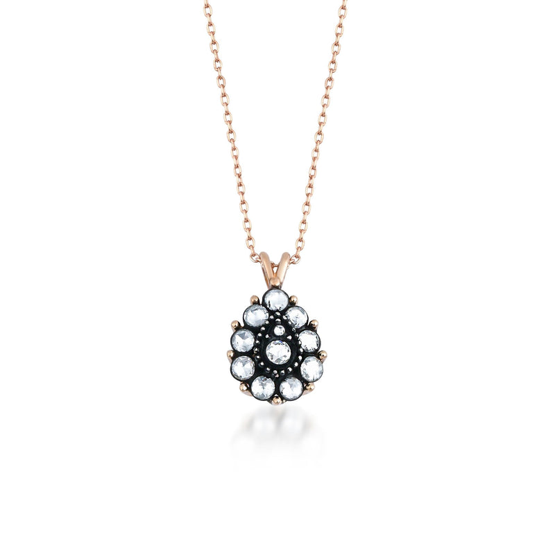 Rose-Cut Diamond Pear Cluster Necklace