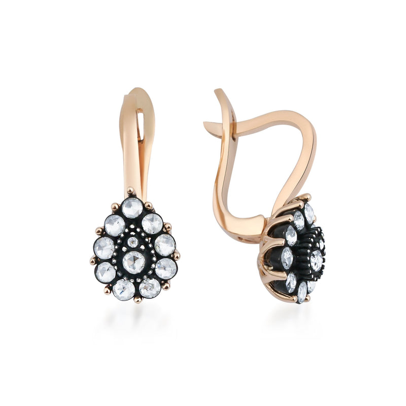 Rose-Cut Diamond Pear Cluster Earrings · Rose Gold