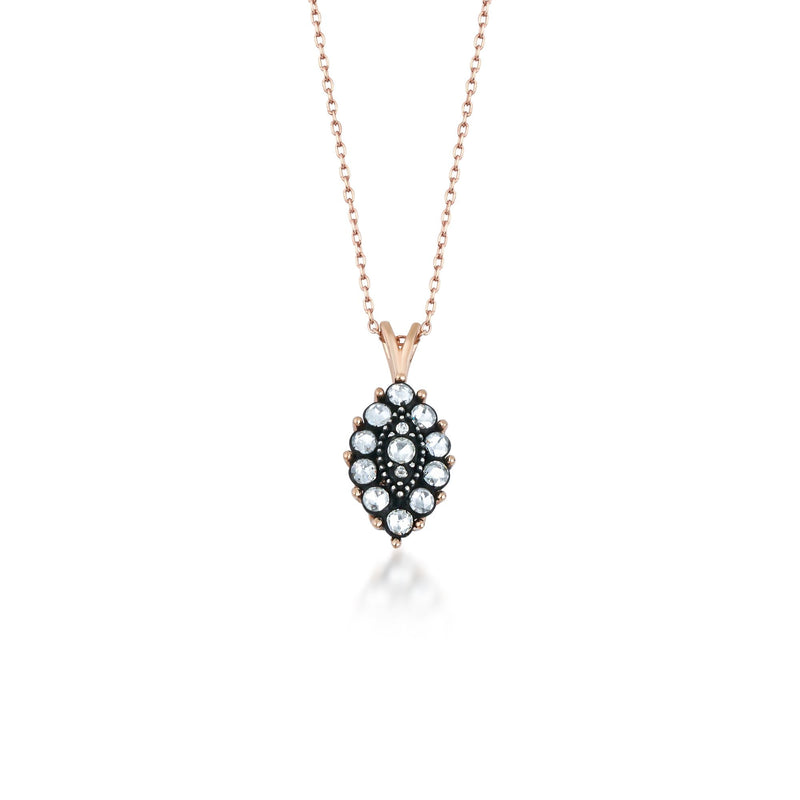 Rose-Cut Diamond Marquise Cluster Necklace · Rose Gold