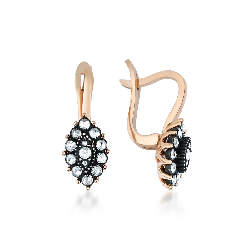 Rose-Cut Diamond Marquise Cluster Earrings · Rose Gold