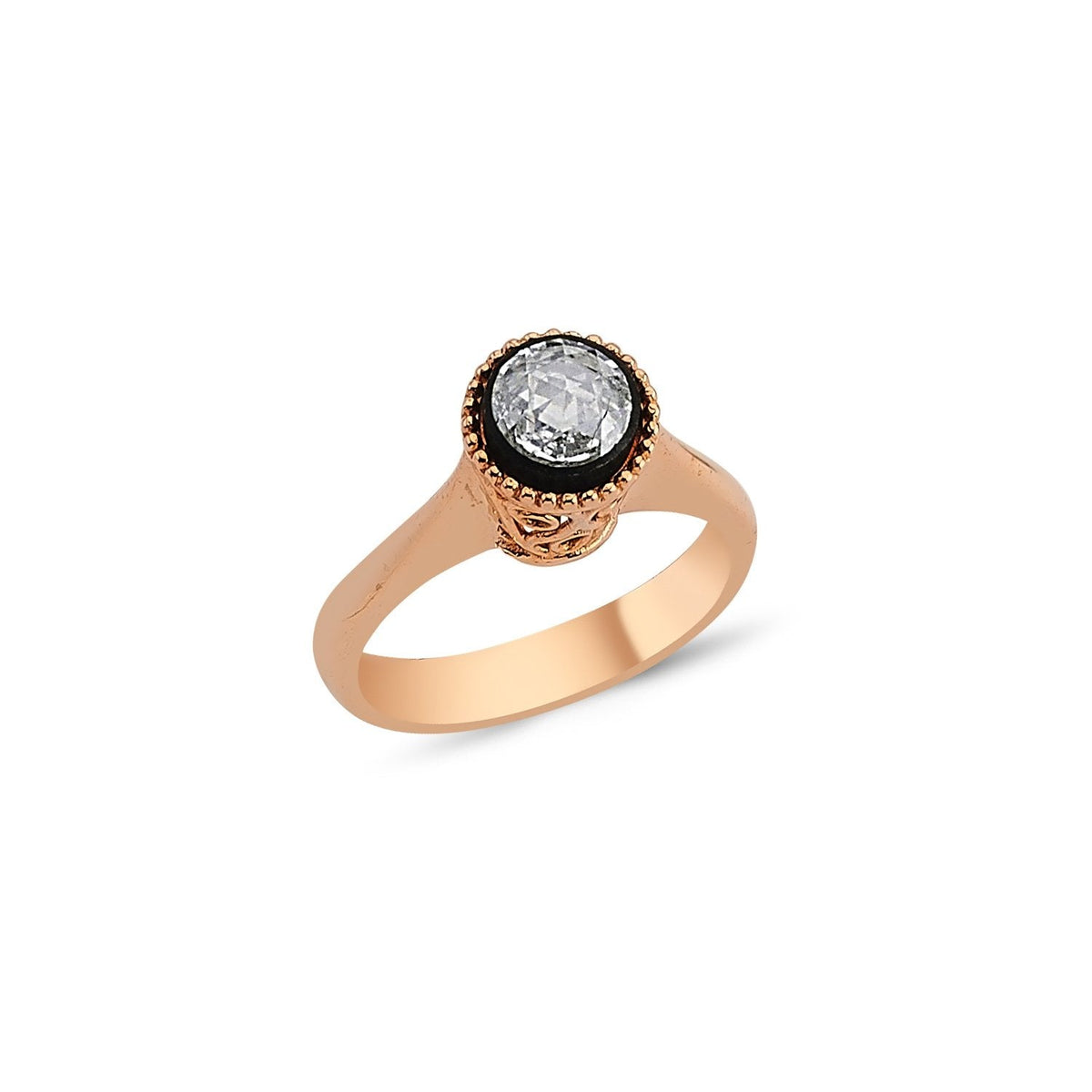 Filigree Solitaire Rose-Cut Diamond Ring