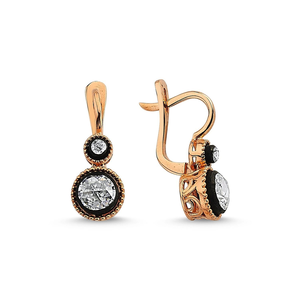 0.66 Carat Solitaire Rose-Cut Diamond Earrings