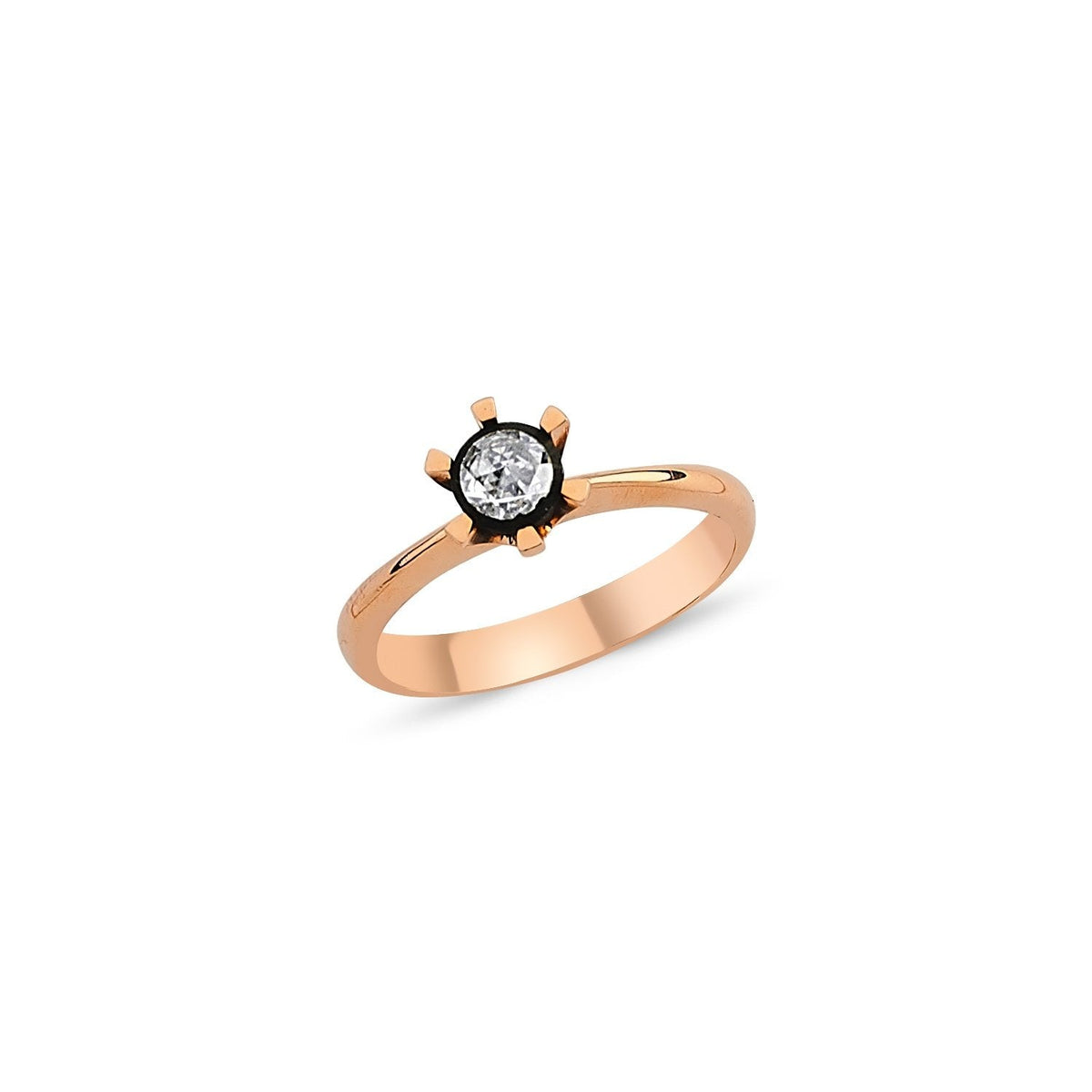 Prong-Set Solitaire Rose-Cut Diamond Ring