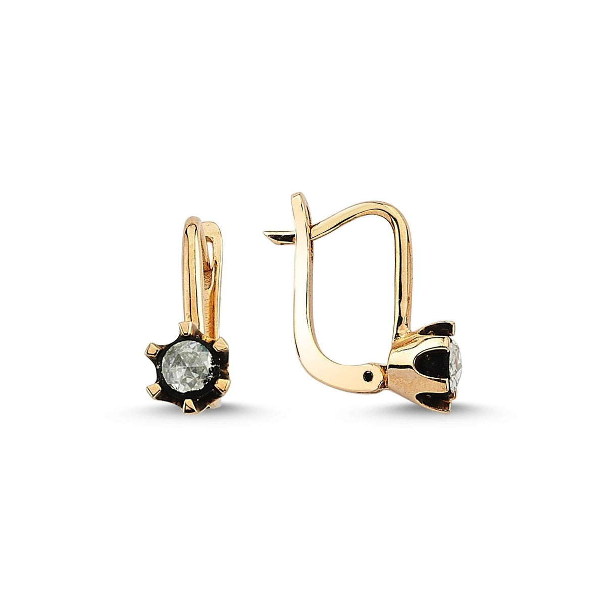 0.60 Carat Solitaire Rose-Cut Diamond Earrings