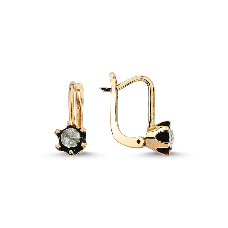 0.60 Carat Solitaire Rose-Cut Diamond Earrings