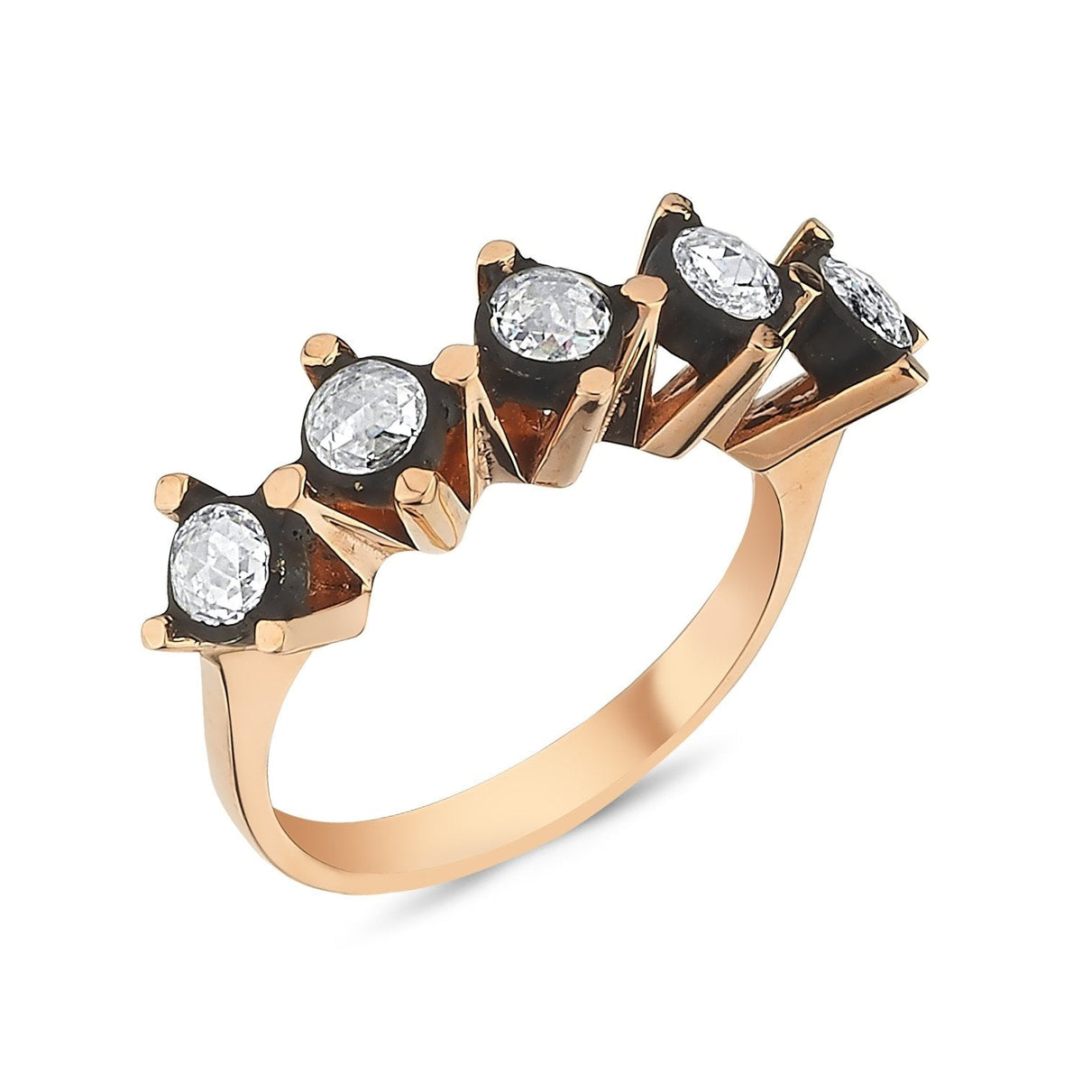 0.75 Carat Five-Stone Rose-Cut Diamond Ring