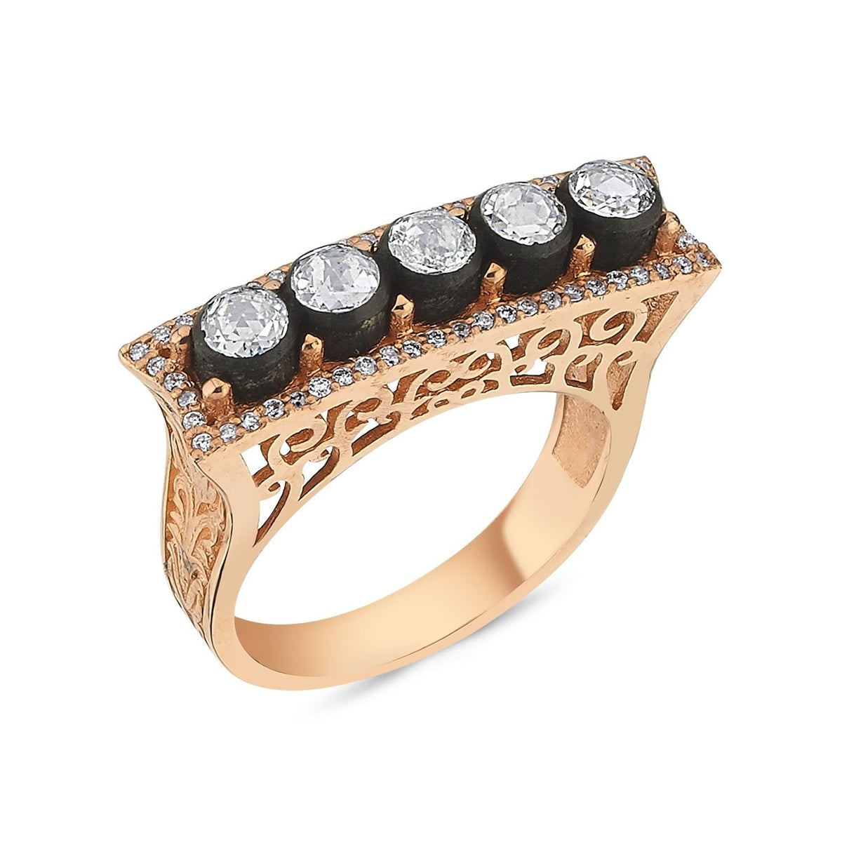0.70 Carat Five-Stone Rose-Cut Diamond Ring