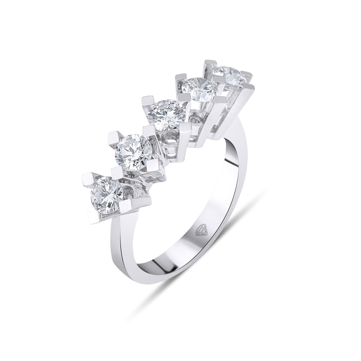 1.00 Carat Five-Stone Diamond Ring · White Gold
