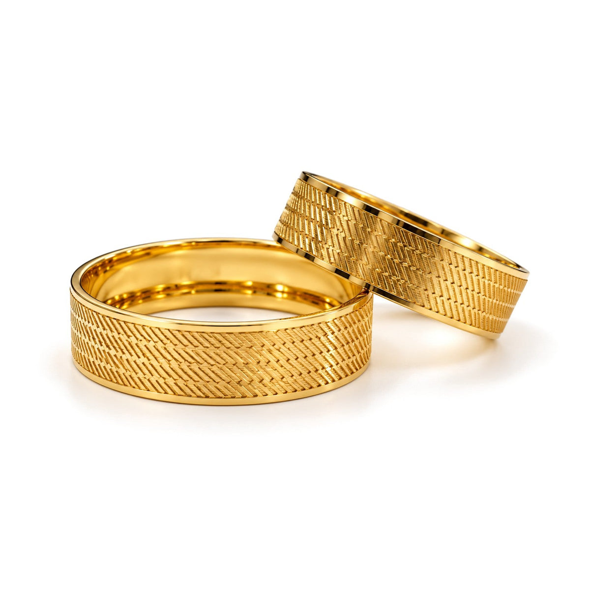 Herringbone Gold Wedding Band Set · Yellow Gold · Set