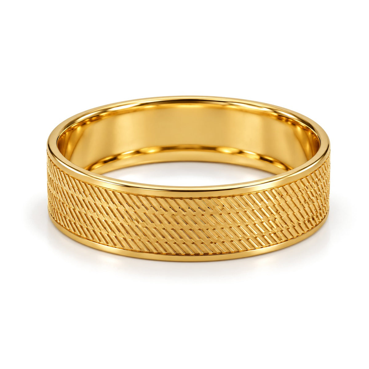 Herringbone Gold Wedding Band Set · Yellow Gold · Band