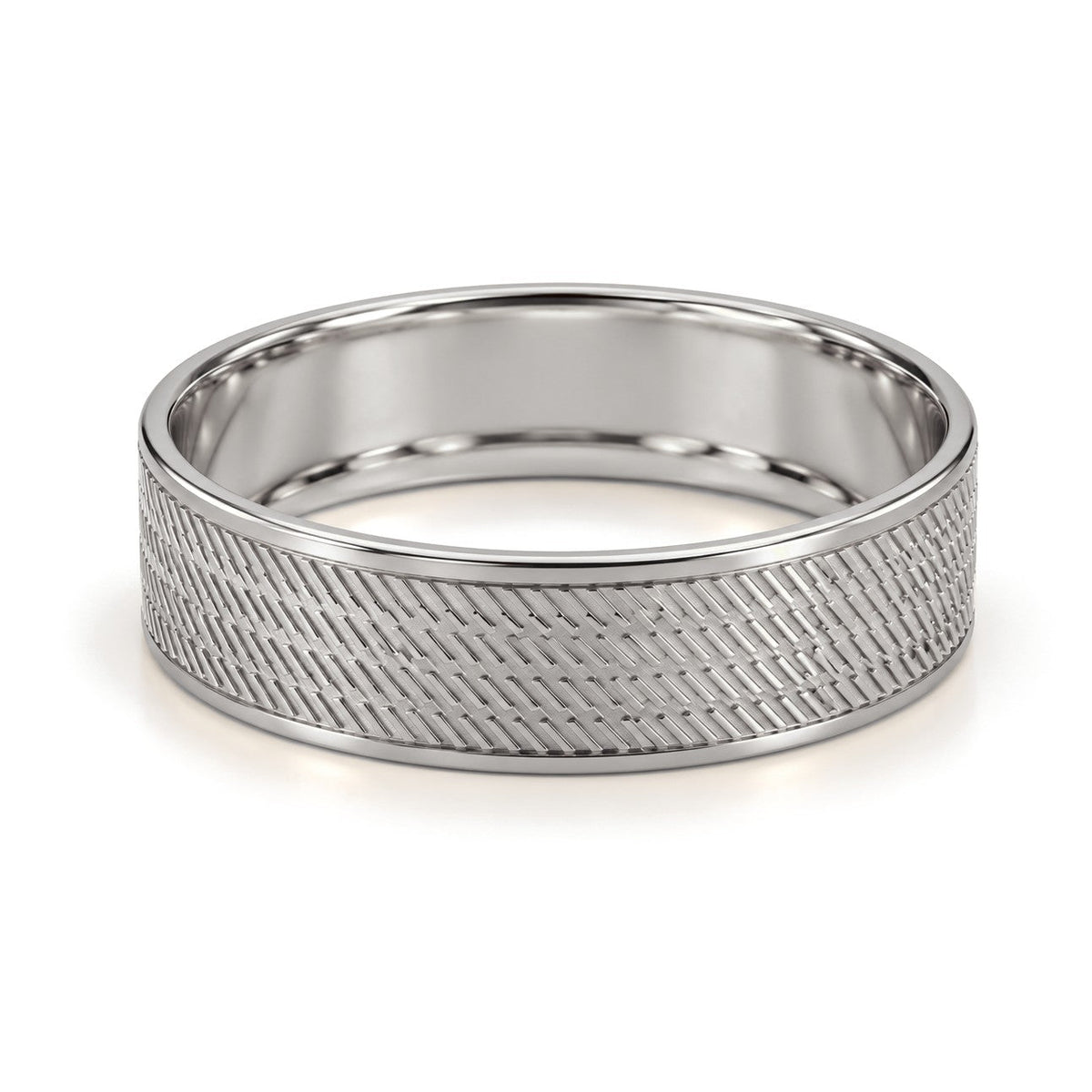 Herringbone Gold Wedding Band Set · White Gold · Band