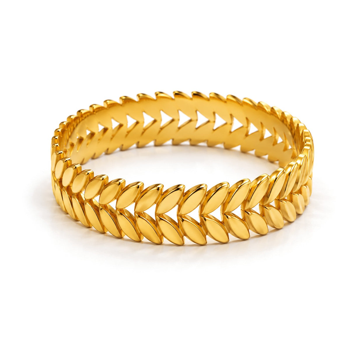 Wheat Leaf Gold Wedding Band Set · Yellow Gold · Band