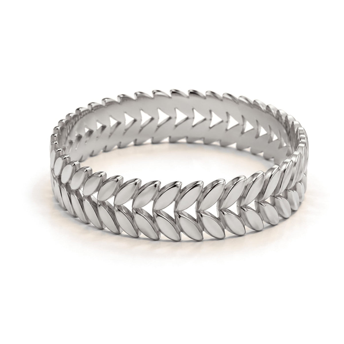 Wheat Leaf Gold Wedding Band Set · White Gold · Band