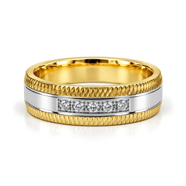 Five-Stone Diamond-Cut Wedding Band Set · Her Band