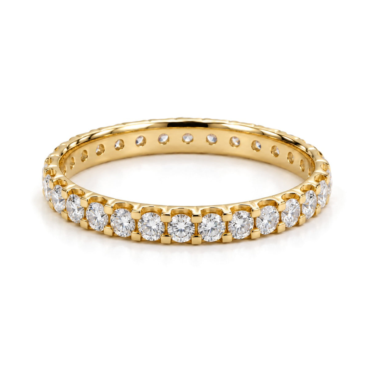Ribbed Lab-Grown Diamond Wedding Band Set · Yellow Gold · Her Band