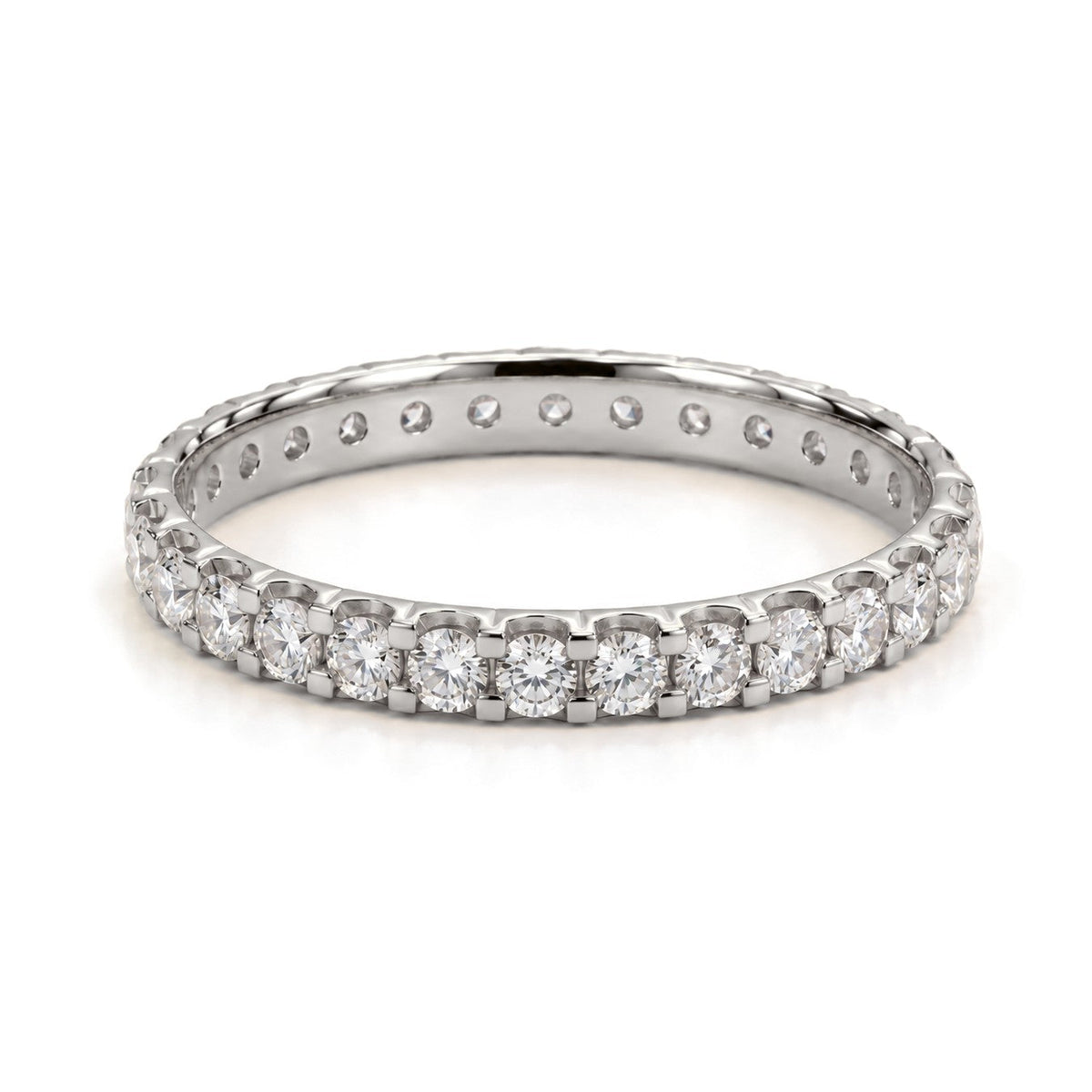 Ribbed Lab-Grown Diamond Wedding Band Set · White Gold · Her Band
