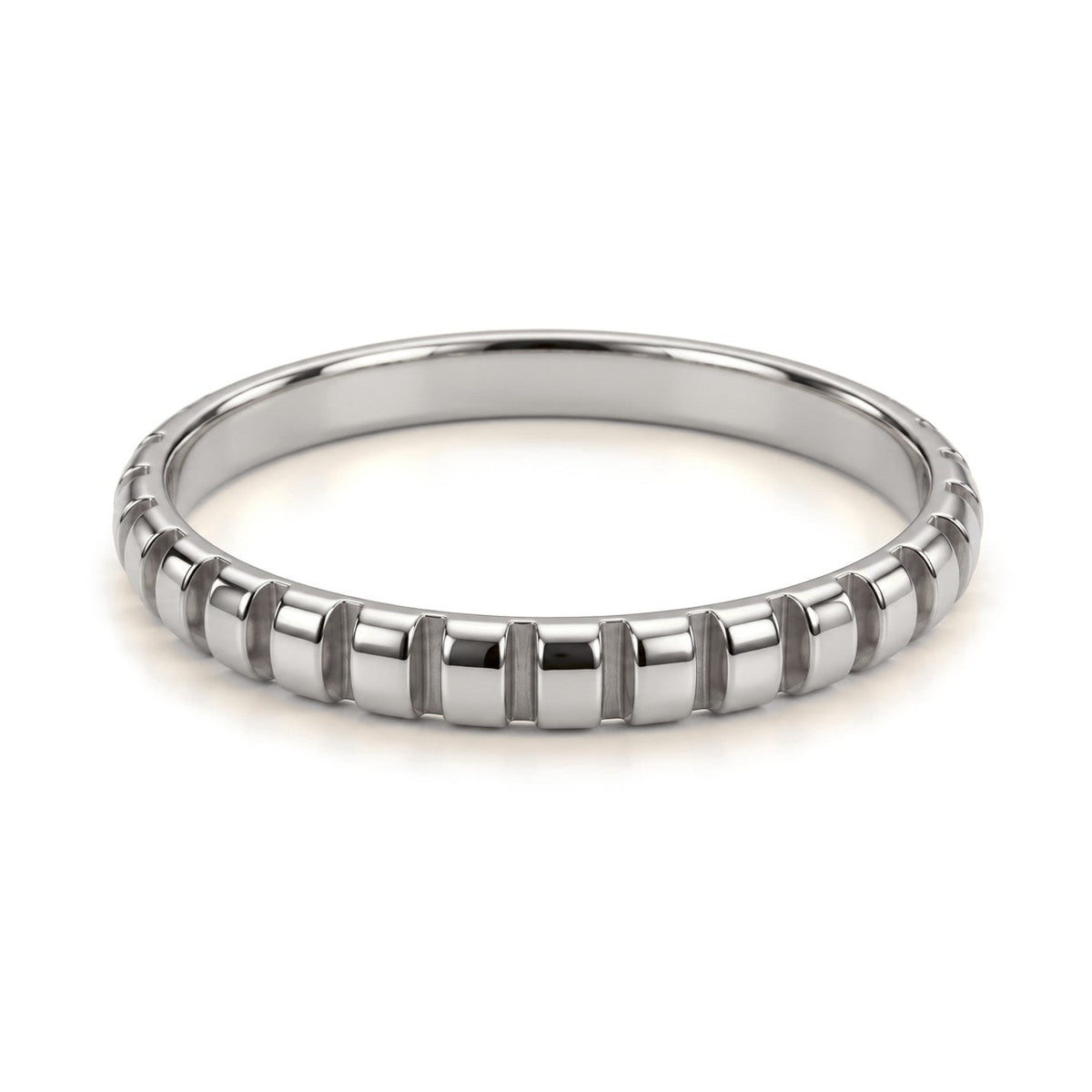 Ribbed Lab-Grown Diamond Wedding Band Set · White Gold · His Band