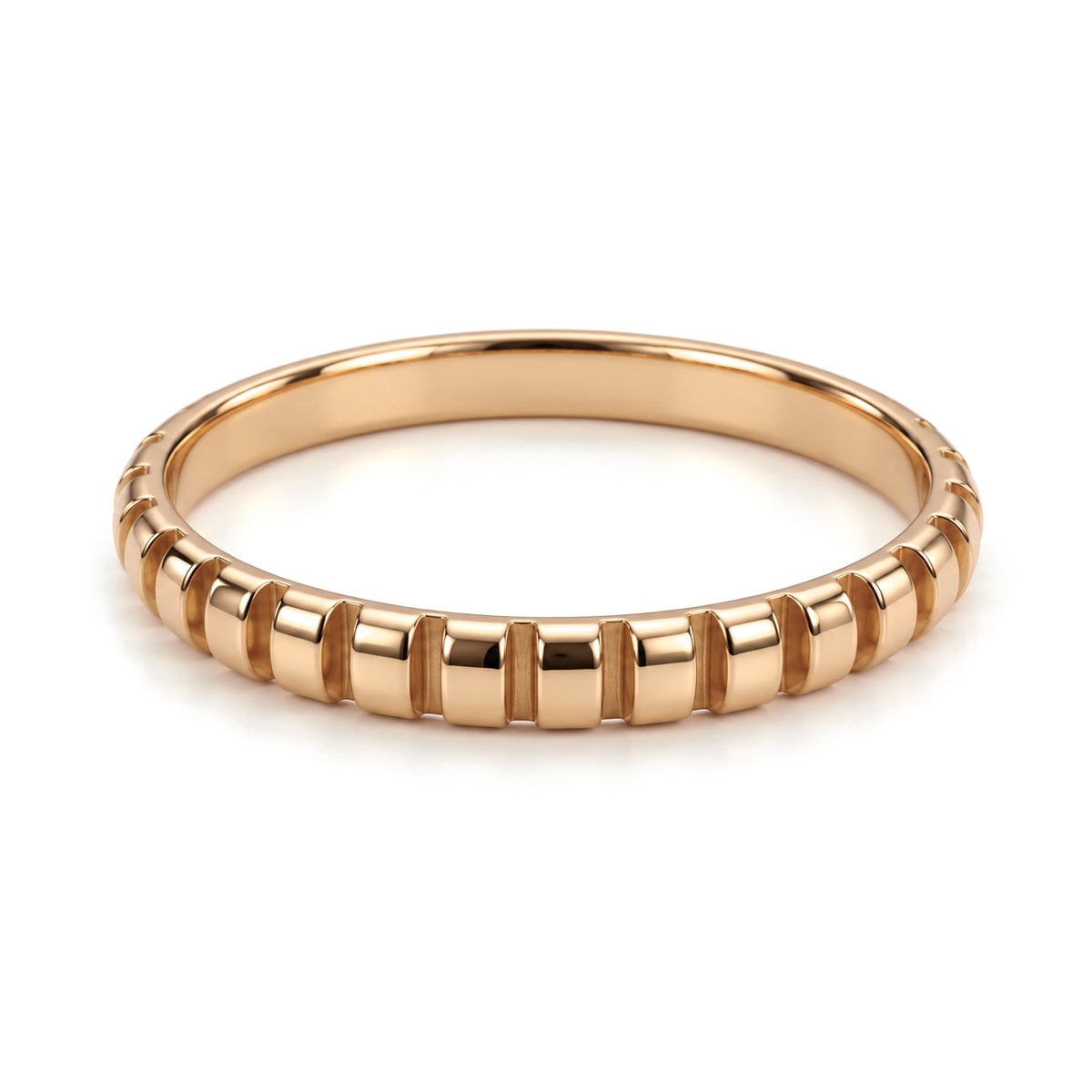 Ribbed Lab-Grown Diamond Wedding Band Set · Rose Gold · His Band