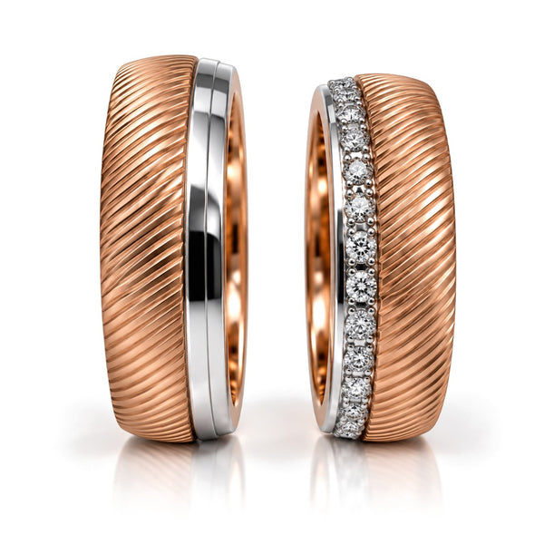 Twisted Rose Gold Diamond Wedding Band Set · Set