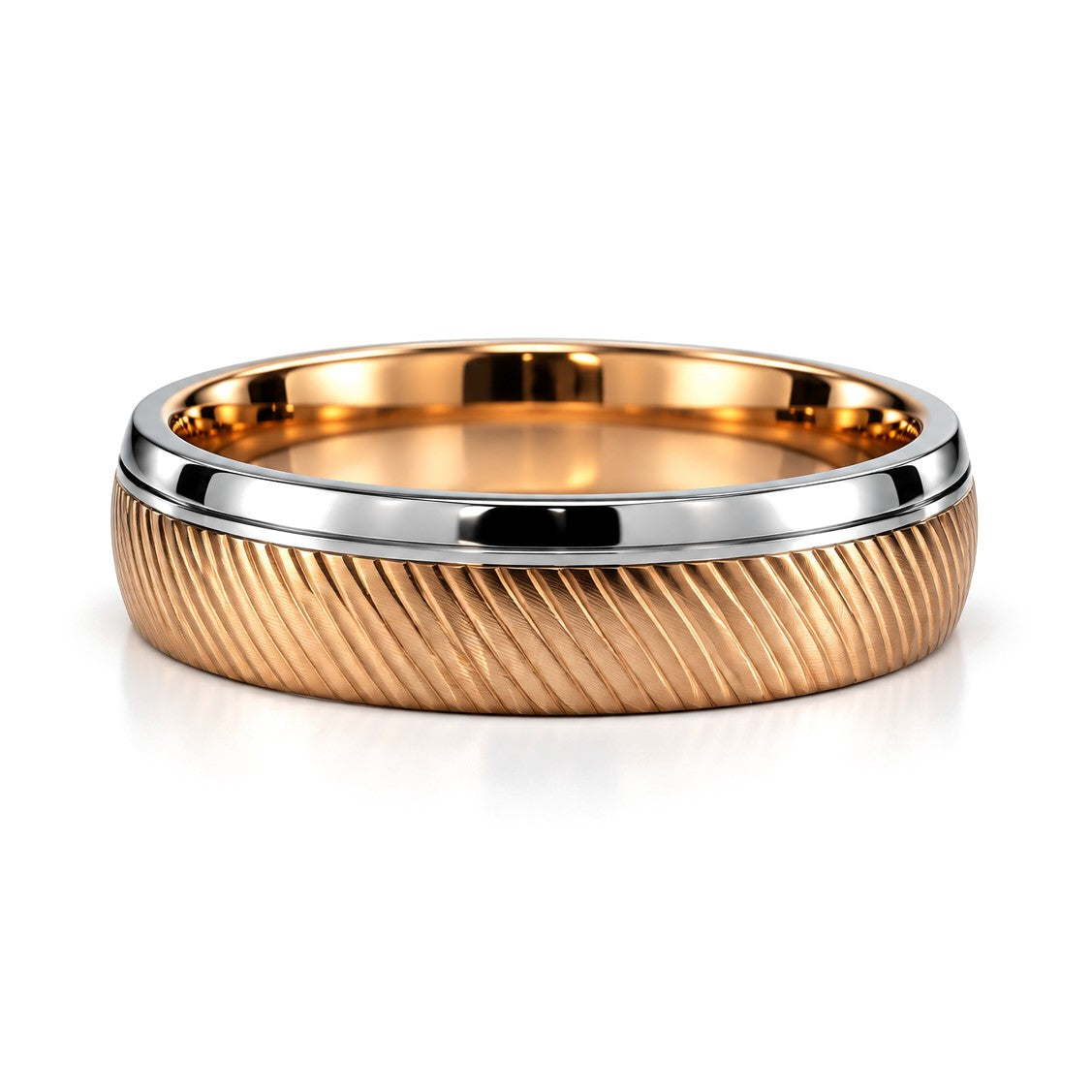 Twisted Rose Gold Diamond Wedding Band Set · His Band