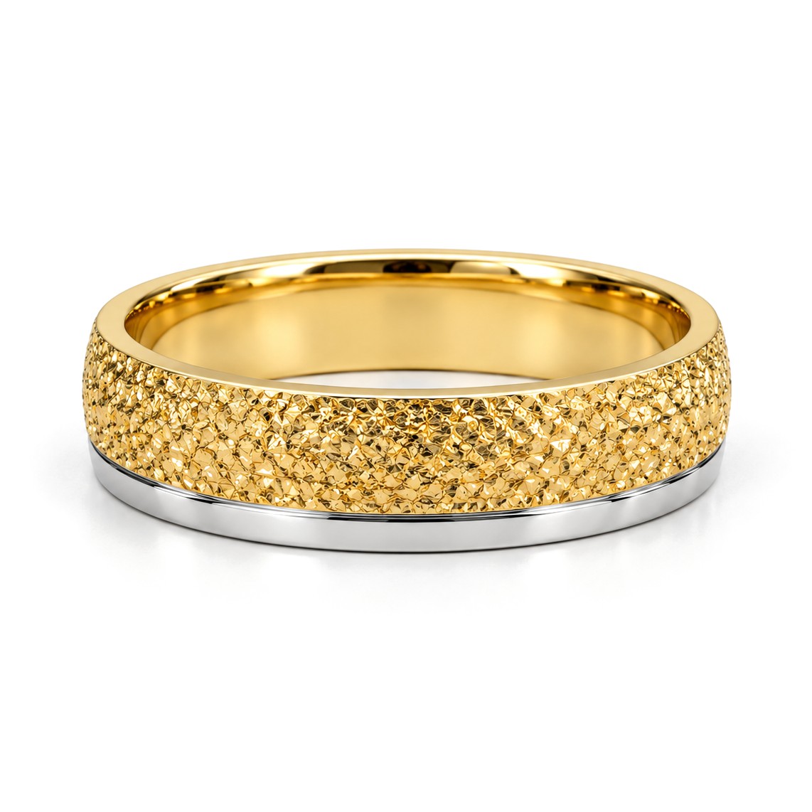Frosted Two-Tone Gold Wedding Band Set · Set
