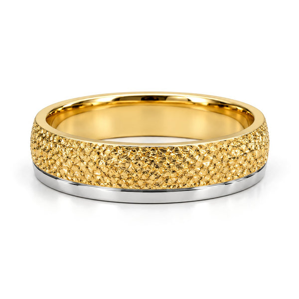 Frosted Two-Tone Gold Wedding Band Set · Set