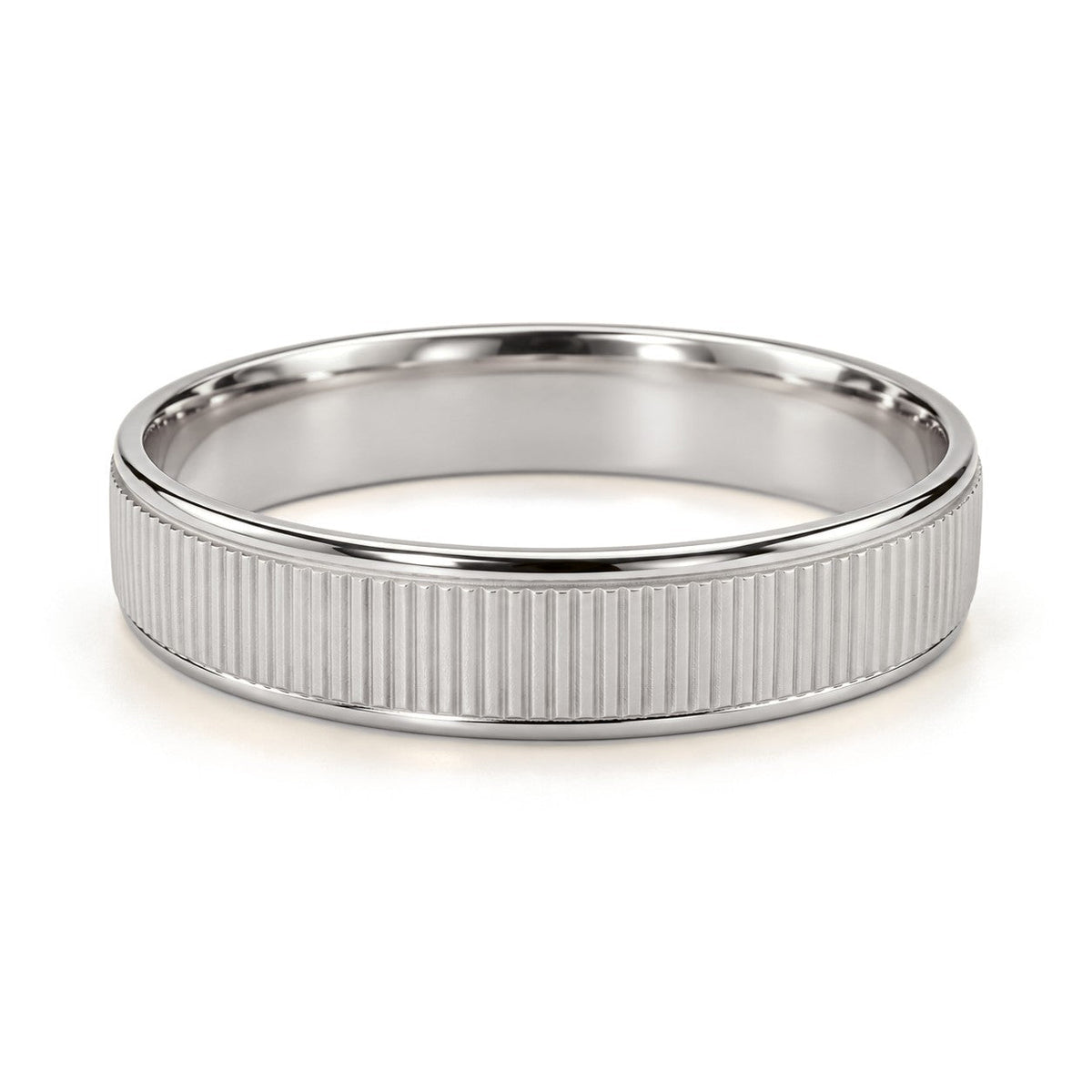 Ribbed Center Gold Wedding Band Set · White Gold · Band