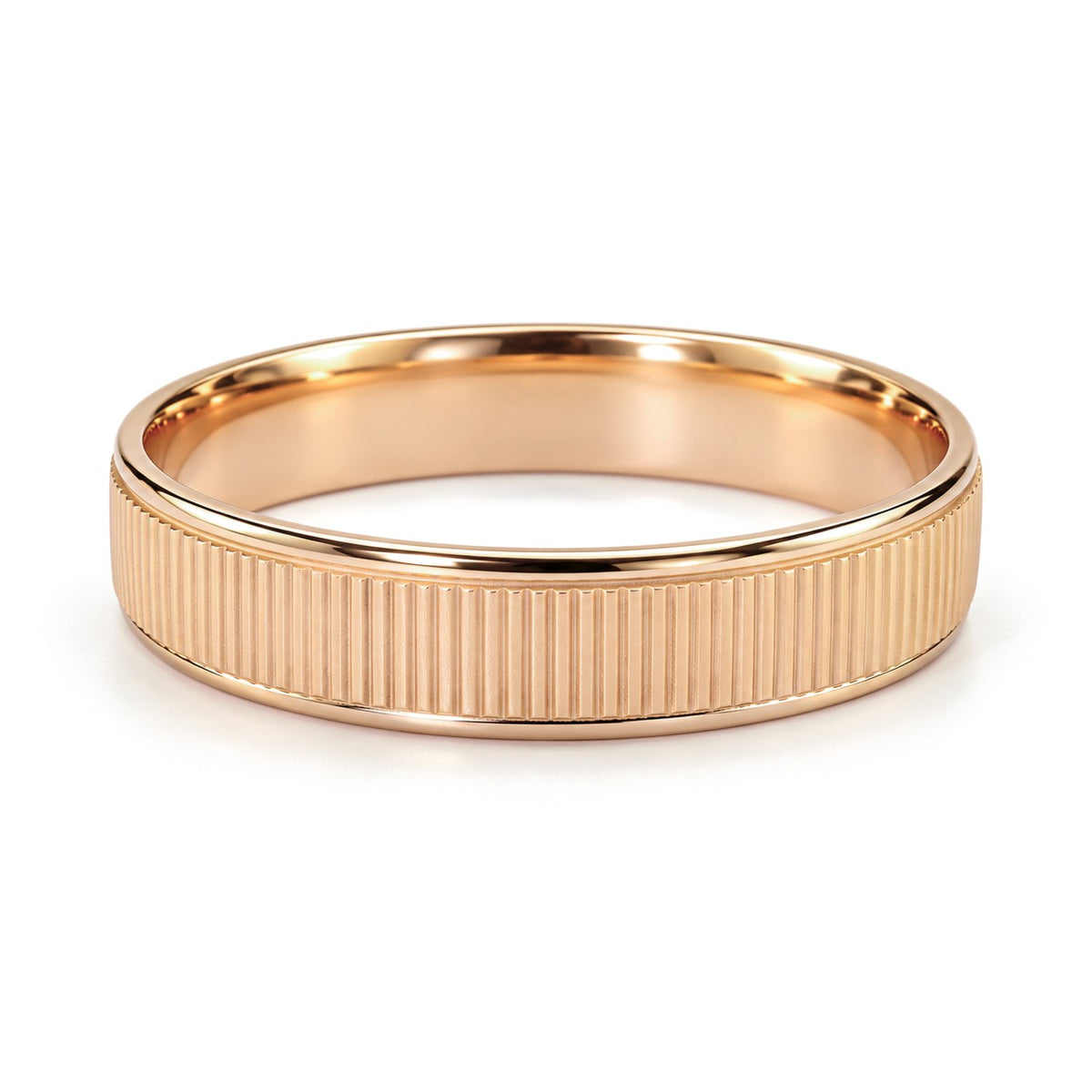 Ribbed Center Gold Wedding Band Set · Rose Gold · Band