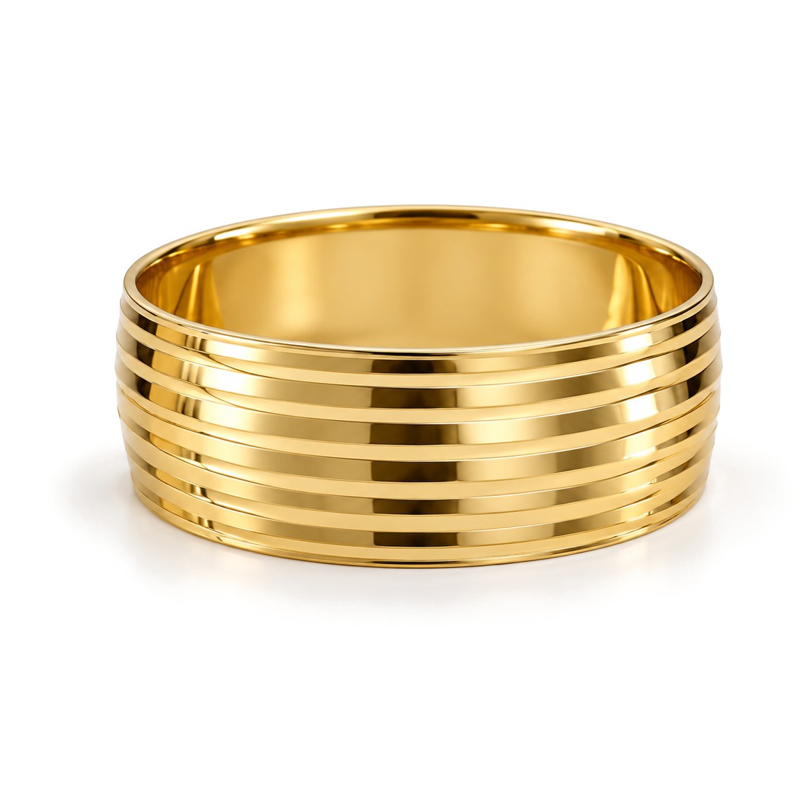 Multi-Groove Gold Wedding Band Set · Yellow Gold · Band