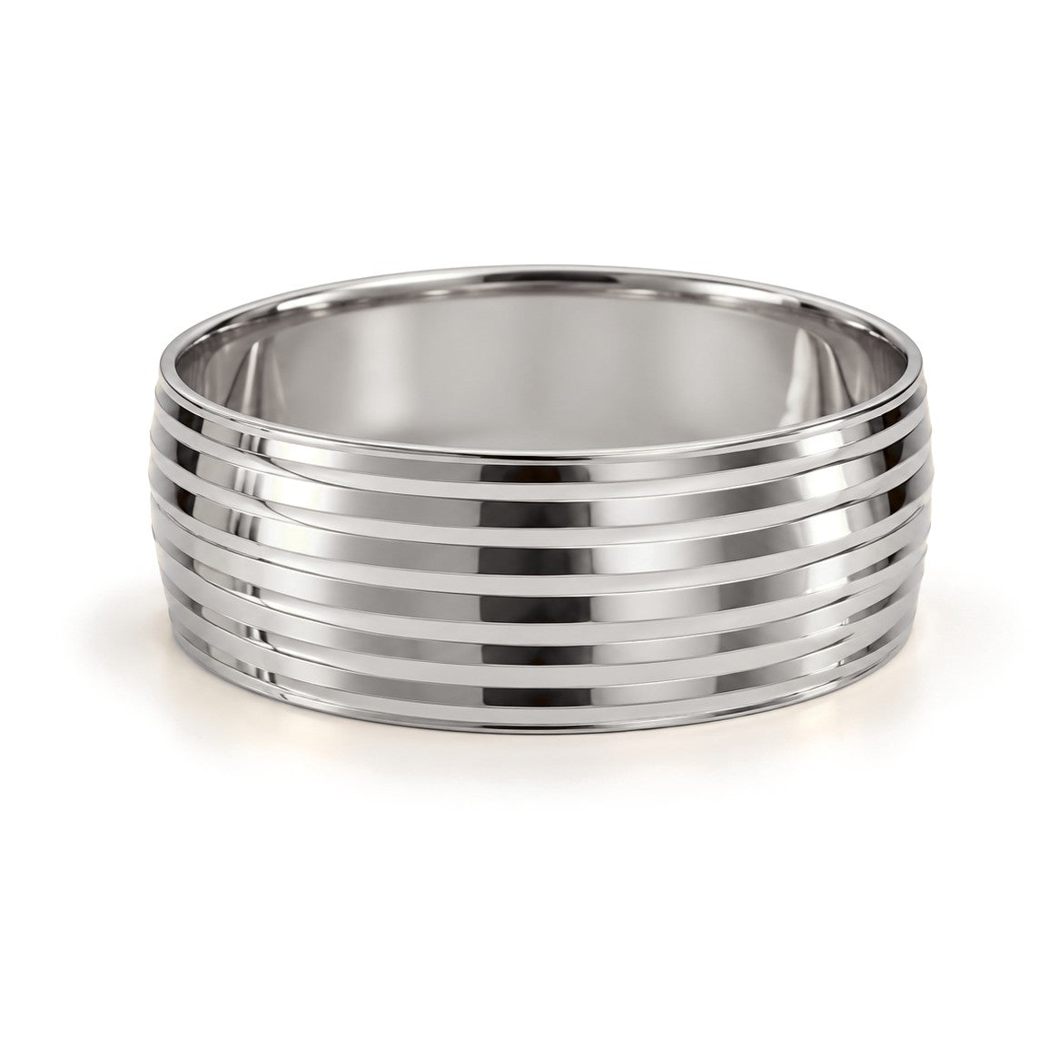 Multi-Groove Gold Wedding Band Set · White Gold · Band