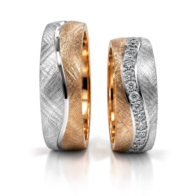 Two-Tone Wave Diamond Wedding Band Set · Set