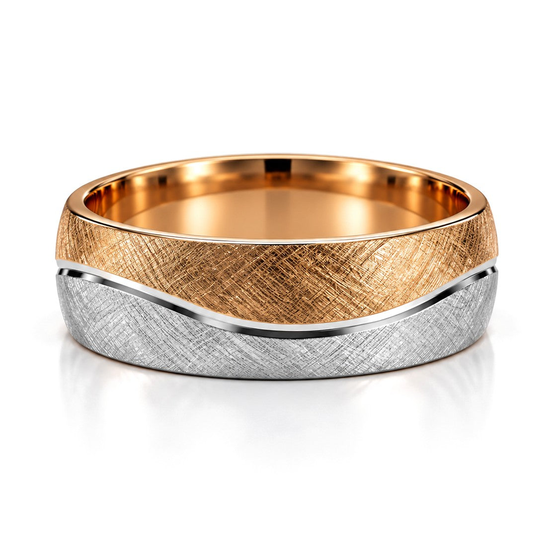 Two-Tone Wave Diamond Wedding Band Set · His Band