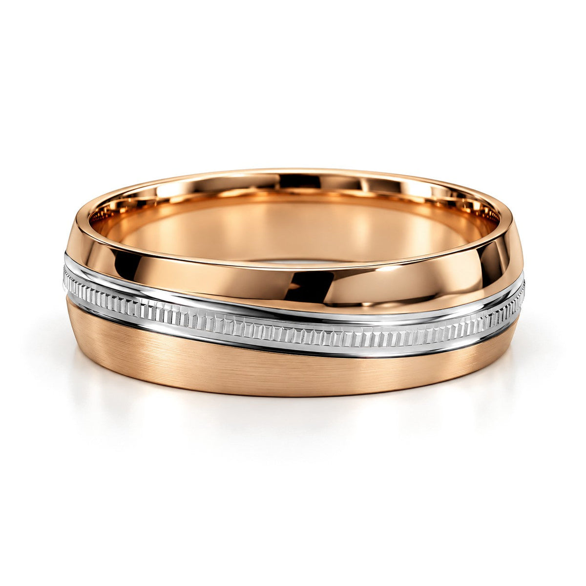 Diagonal Rose Gold Diamond Wedding Band Set · His Band