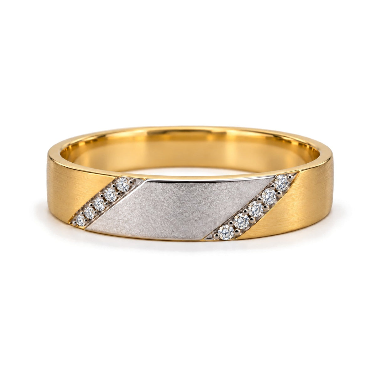 Diagonal Two-Tone Lab-Grown Diamond Wedding Band Set · Her Band