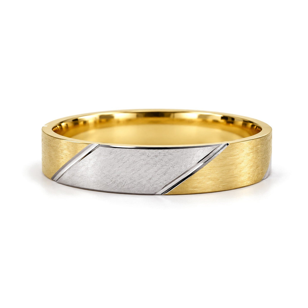 Diagonal Two-Tone Lab-Grown Diamond Wedding Band Set · His Band