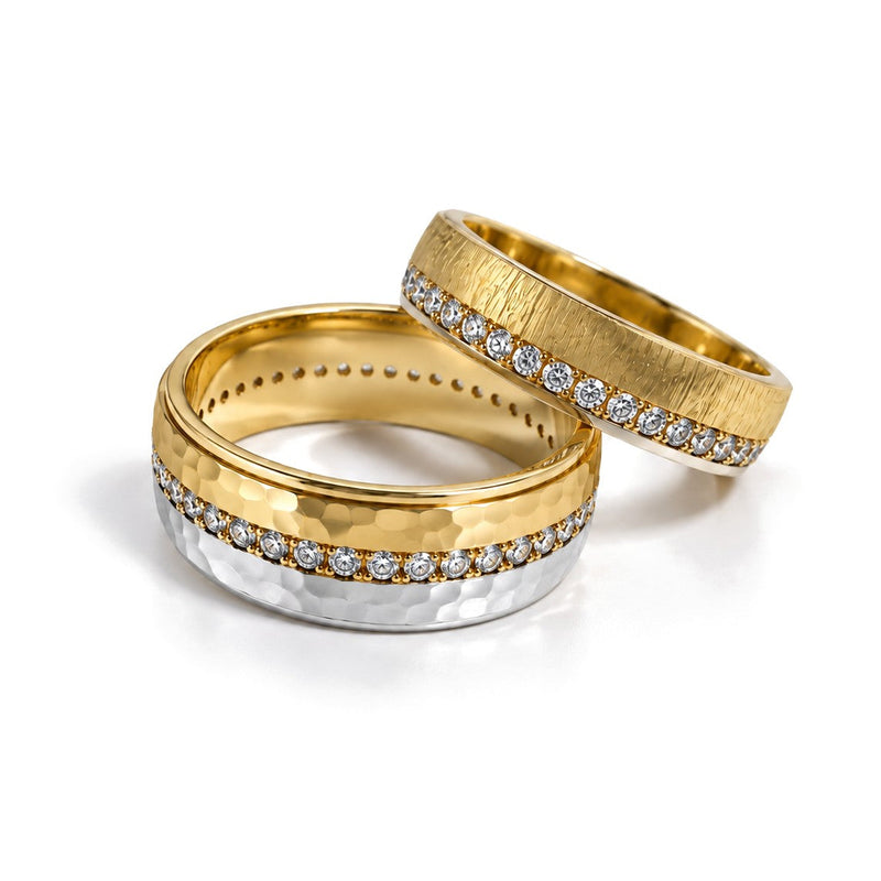 Hammered Diamond Wedding Band Set · Set