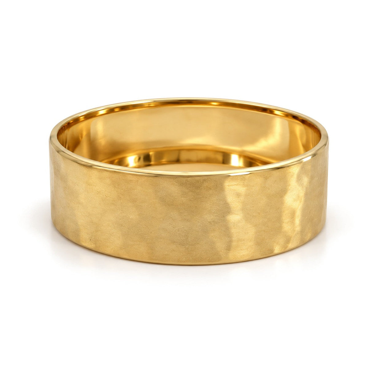 Wide Hammered Gold Wedding Band Set · Yellow Gold · Band