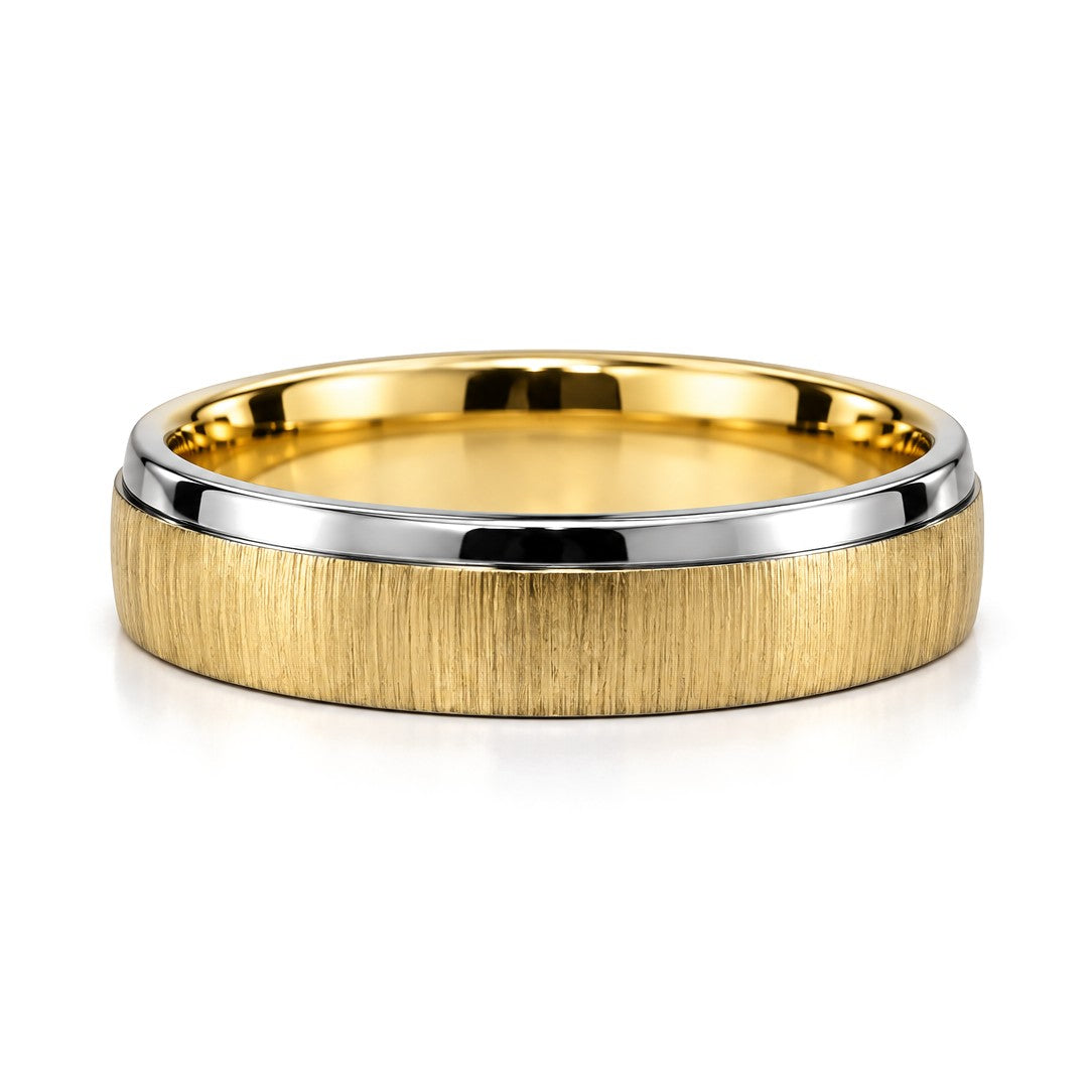 Hammered and Brushed Gold Wedding Band Set · Her Band
