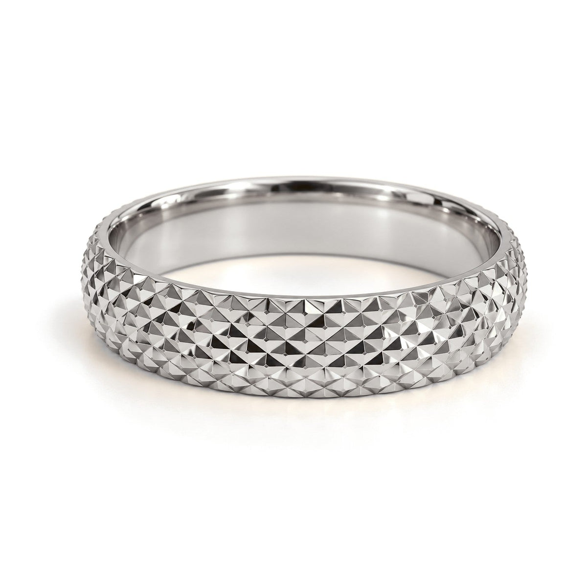Diamond-Cut Dome Gold Wedding Band Set · White Gold · Band