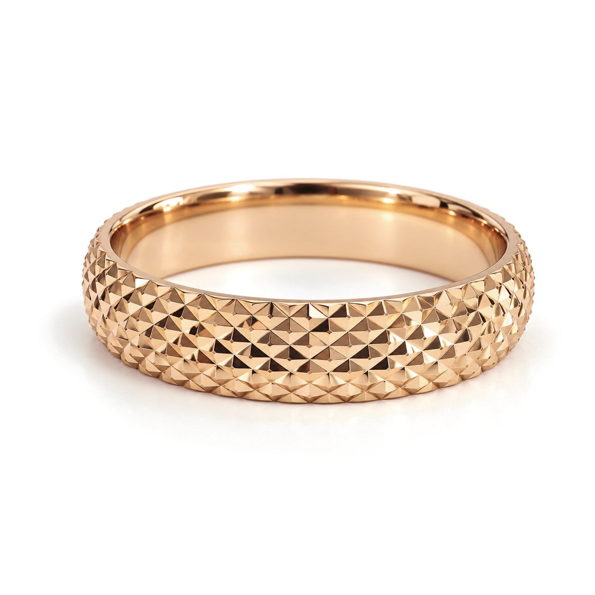 Diamond-Cut Dome Gold Wedding Band Set · Rose Gold · Band
