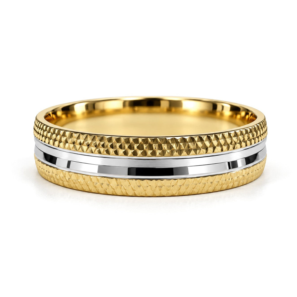 Diamond-Cut Two-Tone Gold Wedding Band Set · Set